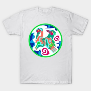 bird codex ecopop in totonac patterns from mexico art T-Shirt